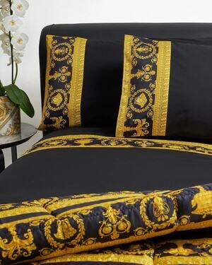 NIB Versace Home Bed Sheet Set 4 Pieces Black Gold Barocco Print Size King
